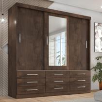 Guarda Roupa Casal Capri 3 Portas Correr 9 Gav Com Espelho