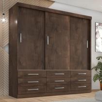 Guarda Roupa Casal Capri 3 Portas de Correr 9 Gavetas