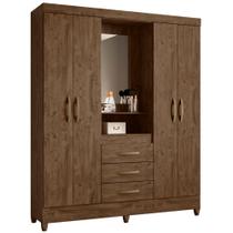 Guarda Roupa Casal Capri Com Espelho 4 Portas Castanho Wood Moval