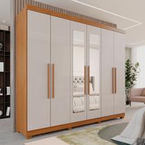 Guarda-Roupa Casal Casal 6 Portas 3 Gavetas com Espelho com Pés Roma Espresso Móveis