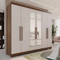 Guarda-Roupa Casal Casal 6 Portas 3 Gavetas com Espelho com Pés Roma Espresso Móveis