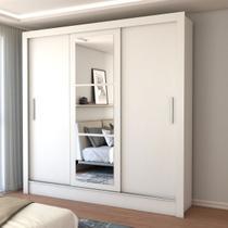 Guarda-Roupa Casal Castela 3 Portas 3 Gavetas com Espelho Branco - Panorama Móveis