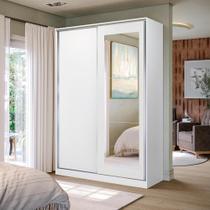 Guarda Roupa Casal CB1073-BR 2 Portas de Correr em MDP com Espelhos Branco Kappesberg