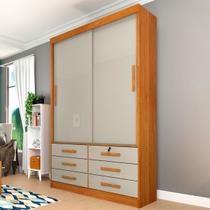 Guarda-Roupa Casal Chicago 2 Portas 6 Gavetas Cinamomo/Off White - Tcil Móveis Guarda-Roupa Casal Chicago 2 Portas 6 Gavetas Cinamomo/Off White - Tcil Móveis