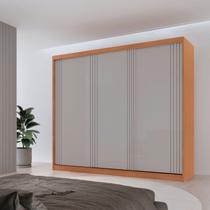 Guarda Roupa Casal Chile 100% MDF 3 Portas de Correr Off White/Marromle Guarda Roupa Casal Chile 100% MDF 3 Portas de Correr Off White/Marromle