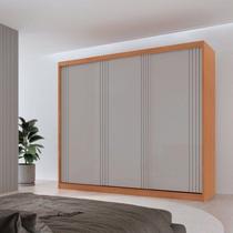 Guarda Roupa Casal Chile 100% MDF 3 Portas de Correr Off White/Marromle Guarda Roupa Casal Chile 100% MDF 3 Portas de Correr Off White/Marromle