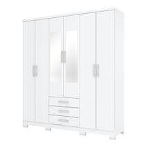 Guarda Roupa Casal City 6 Portas Branco Com Espelho - Henn Guarda Roupa Casal City 6 Portas Branco Com Espelho - Henn