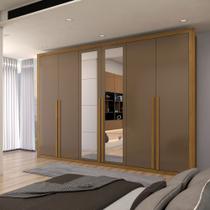 Guarda-Roupa Casal Classic 6 Portas 6 Gavetas 100% Mdf com Espelho Cinamomo/Cappuccino - Panorama Móveis Guarda-Roupa Casal Classic 6 Portas 6 Gavetas 100% Mdf com Espelho Cinamomo/Cappuccino - Panorama Móveis