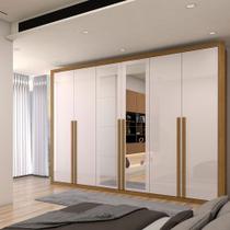 Guarda-Roupa Casal Classic 6 Portas 6 Gavetas 100% Mdf com Espelho Cinamomo/Off White - Panorama Moveis