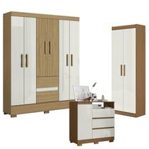 Guarda Roupa Casal Coimbra 2005138 com Armário Multiuso New 2000191 e Cômoda 2014143 Atacama Off White - Aramóveis