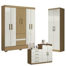 Guarda Roupa Casal Coimbra 2005138 com Armário Multiuso New 2000192 e Cômoda Sapateira Londres Atacama Off White - Aramóveis