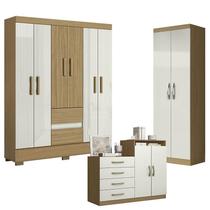 Guarda Roupa Casal Coimbra 2005138 com Armário Multiuso New 2000192 e Cômoda Sapateira Londres Atacama Off White - Aramóveis