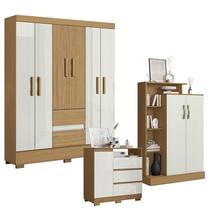 Guarda Roupa Casal Coimbra 2005138 com Cômoda Sapateira 2014143 e Armário Multiuso Florença 2000199 Atacama Off White - Aramóveis