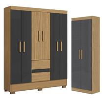 Guarda Roupa Casal Coimbra 2005138 E Armário Multiuso 2000191 Atacama Grafite - Aramóveis