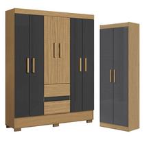 Guarda Roupa Casal Coimbra 2005138 e Armário Multiuso 2000191 Atacama Grafite - Aramóveis Guarda Roupa Casal Coimbra 2005138 e Armário Multiuso 2000191 Atacama Grafite - Aramóveis