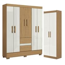 Guarda Roupa Casal Coimbra 2005138 e Armário Multiuso 2000191 Atacama Off White - Aramóveis