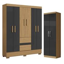 Guarda Roupa Casal Coimbra 2005138 E Armário Multiuso New 2000192 Atacama Grafite - Aramóveis