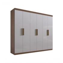 Guarda Roupa Casal Colibri 6 Portas 6 Gavetas Com Pés - D' Doro Castanho/off White Guarda Roupa Casal Colibri 6 Portas 6 Gavetas Com Pés - D' Doro Castanho/off White
