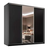 Guarda-Roupa Casal com 1 Espelho Belluno 3 PT 3 GV Preto