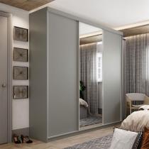 Guarda-Roupa Casal com 1 Espelho Geneve 3 Portas 4 Gavetas Cinza