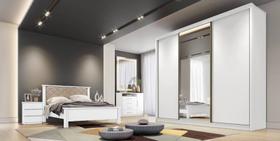 Guarda Roupa Casal com 1 Porta Espelhada 4 Gavetas - Londres-Branco - Móveis Novo Horizonte Guarda Roupa Casal com 1 Porta Espelhada 4 Gavetas - Londres-Branco - Móveis Novo Horizonte