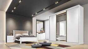 Guarda Roupa Casal com 1 Porta Espelhada 8 Gavetas - Londres-Branco - Móveis Novo Horizonte Guarda Roupa Casal com 1 Porta Espelhada 8 Gavetas - Londres-Branco - Móveis Novo Horizonte