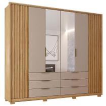 Guarda Roupa Casal Com 2 Espelhos 6 Portas Martin C01 Buriti/Fendi - Mpozenato Guarda Roupa Casal Com 2 Espelhos 6 Portas Martin C01 Buriti/Fendi - Mpozenato