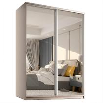 Guarda-Roupa Casal com 2 Espelhos Belluno 2 PT 3 GV Bege