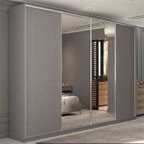 Guarda-Roupa Casal com 2 Espelhos Zermatt 100% MDF 4 Portas 6 Gavetas Cinza Guarda-Roupa Casal com 2 Espelhos Zermatt 100% MDF 4 Portas 6 Gavetas Cinza