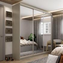 Guarda-Roupa Casal com 3 Espelhos Geneve 3 Portas 4 Gavetas Bege