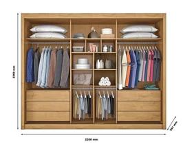 Guarda Roupa Casal com 3 Portas de Correr e Espelho Central - Ravena-Peroba/Off White - Móveis Europa