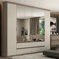 Guarda Roupa Casal Com 4 Espelhos 6 Portas 4 Gavetas em MDF Nobre Full Glass THB Guarda Roupa Casal Com 4 Espelhos 6 Portas 4 Gavetas em MDF Nobre Full Glass THB