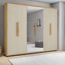 Guarda-Roupa Casal com 6 Portas com Espelho e 4 Gavetas Internas com Maleiro Canadá