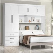 Guarda-Roupa Casal com Cabeceira Baú 5 Portas 3 Gavetas e Prateleiras Cancun Yescasa