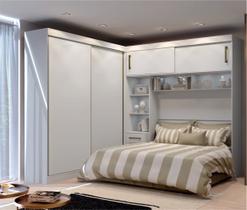 Guarda-Roupa Casal com Cabeceira Queen 4 Portas de Correr 3 Gavetas Florença Espresso Móveis Guarda-Roupa Casal com Cabeceira Queen 4 Portas de Correr 3 Gavetas Florença Espresso Móveis