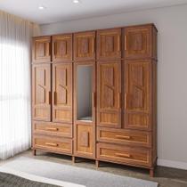 Guarda-Roupa Casal com Espelho 10 Portas 4 Gavetas Rio Branco Marrom/Ypê