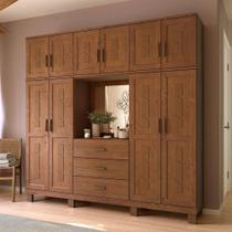 Guarda Roupa Casal Com Espelho 10 Portas Aplique 3 Gavetas Madeira Maciça Lorie F06 Castanho - Lyam Decor Guarda Roupa Casal Com Espelho 10 Portas Aplique 3 Gavetas Madeira Maciça Lorie F06 Castanho - Lyam Decor