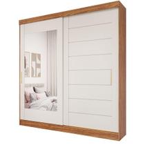 Guarda Roupa Casal Com Espelho 100% Mdf 2 Portas 8 Gavetas Florença Panan Móveis Cinamomo/Off White