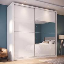 Guarda Roupa Casal com Espelho 100% MDF 2 Portas de Correr 4 Gavetas London Prime Yescasa Branco Guarda Roupa Casal com Espelho 100% MDF 2 Portas de Correr 4 Gavetas London Prime Yescasa Branco