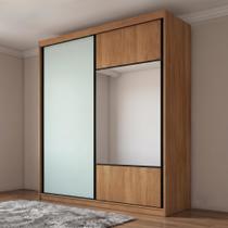 Guarda Roupa Casal com Espelho 100% MDF 2 Portas de Correr e 6 Gavetas Trieste Marrom Cumaru/Fendi
