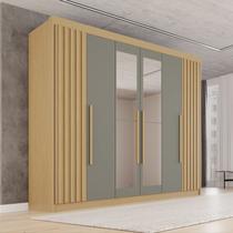 Guarda-Roupa Casal com Espelho 100% MDF 6 Portas 6 Gavetas Granada Premium Cinza/Jequitibá/Granizo Guarda-Roupa Casal com Espelho 100% MDF 6 Portas 6 Gavetas Granada Premium Cinza/Jequitibá/Granizo