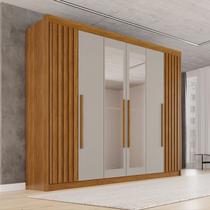 Guarda-Roupa Casal com Espelho 100% MDF 6 Portas 6 Gavetas Granada Premium Marrom/Cinamomo/Off-White
