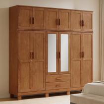 Guarda Roupa Casal Com Espelho 12 Portas 2 Gavetas Madeira Maciça Lorie F06 Castanho - Lyam Decor
