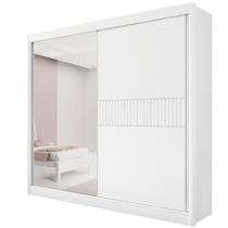 Guarda Roupa Casal com Espelho 2 Portas 6 Gavetas - Titanium Ripado-Branco - Móveis D'Doro Guarda Roupa Casal com Espelho 2 Portas 6 Gavetas - Titanium Ripado-Branco - Móveis D'Doro
