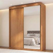 Guarda-roupa Casal com Espelho 2 Portas de Correr 100% MDF Chicago Cinamomo