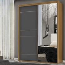 Guarda Roupa Casal com Espelho 2 Portas de Correr 100 MDF Qualitá Belmax