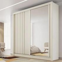 Guarda Roupa Casal com Espelho 2 Portas de Correr 4 Gavetas Ripado Lugano Made Marcs Guarda Roupa Casal com Espelho 2 Portas de Correr 4 Gavetas Ripado Lugano Made Marcs