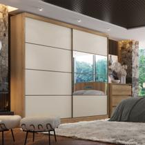 Guarda Roupa Casal com Espelho 2 Portas de Correr em MDF Málaga GlassTHB