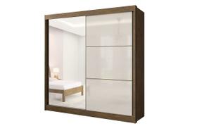 Guarda Roupa Casal Com Espelho 2 Portas de Correr Titanium 100% MDF D Doro Móveis - Ypê/Off White