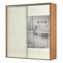 Guarda Roupa Casal com Espelho 223cm 2 Portas 100% MDF TW602E Freijó/Off White - Dalla Costa